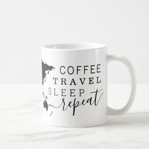 Coffee Travel Sleep Repeat Frequent Traveller Mug