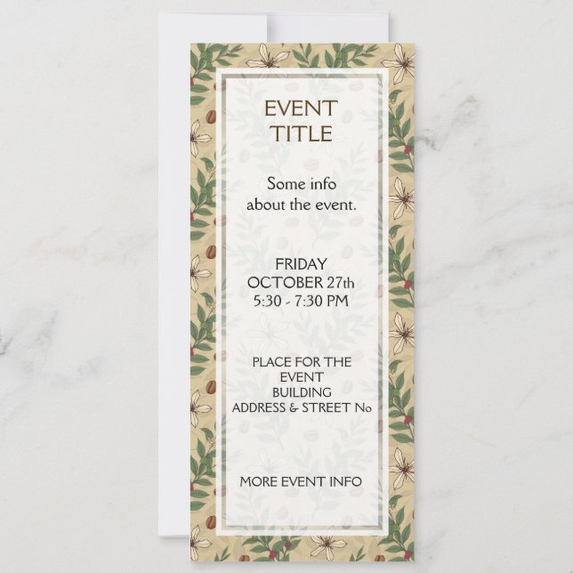 Coffee Tree Pattern Invitation (Back)