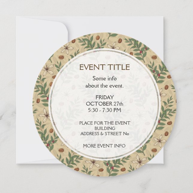 Coffee Tree Pattern Invitation (Back)