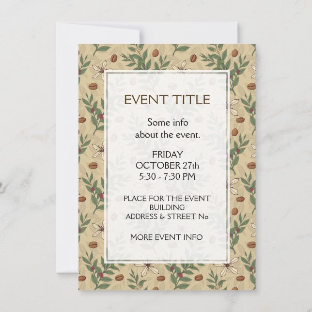 Coffee Tree Pattern Invitation (Back)