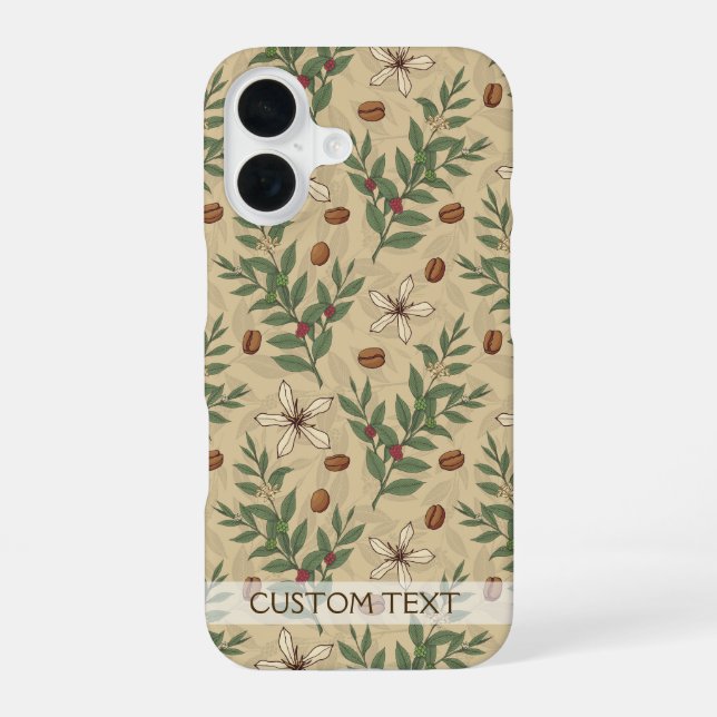 Coffee Tree Pattern iPhone 16 Case (Back)