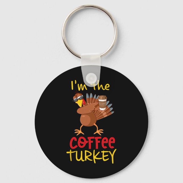 Coffee Turkey Matching Family Group Thanksgiving P Key Ring (Front)