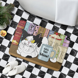  Coffee Tuxedo Cat Funny Bath Mat
