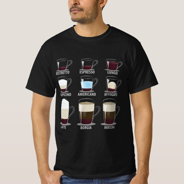 Coffee Types T-Shirt (Front)