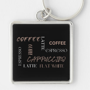Coffee Typography Modern Barista Style Coffee Gift Key Ring