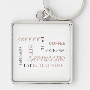 Coffee Typography Modern Café Style Coffee Lover  Key Ring