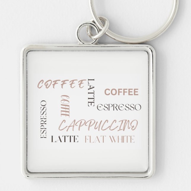 Coffee Typography Modern Café Style Coffee Lover  Key Ring (Front)