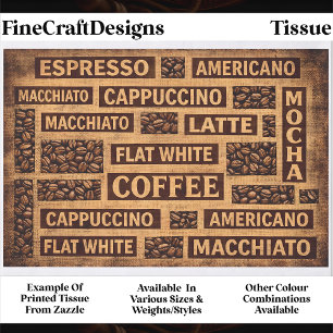 Coffee Typography Rustic Burlap Word FC5 Decoupage Tissue Paper