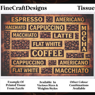 Coffee Typography Rustic Burlap Word FC6 Decoupage Tissue Paper