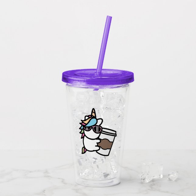 Coffee Unicorn Acrylic Tumbler (Back Ice)