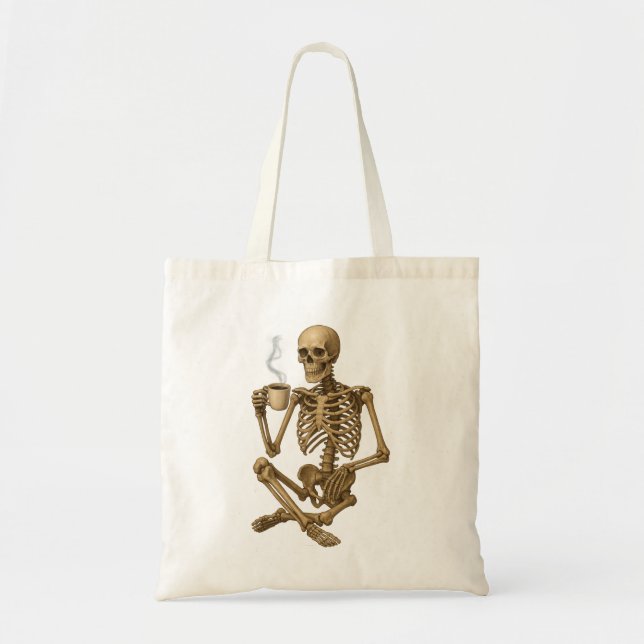 Coffee Until Death – Skeleton Coffee Time Tote Bag (Front)