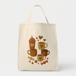 Coffee Valentine Day Love Knitted Hearts Hugs Tote Bag