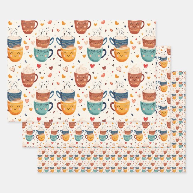 Coffee Valentine's Day Romantic Roasts Wrapping Paper Sheet (Set)