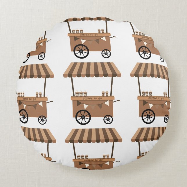 "Coffee Vendor" Round Pillow (Front)