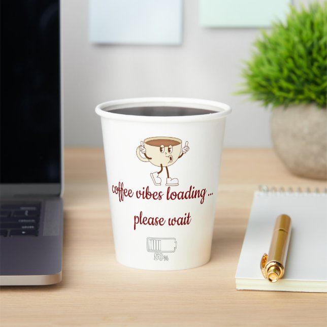 Coffee Vibes Loading – Minimal Coffee Mug  Paper Cups (Insitu)