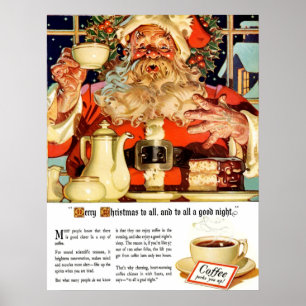"COFFEE W SANTA" ADVERTISEMENT CUSTOM POSTER