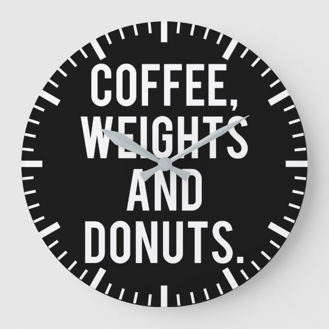 Coffee, Weights and Doughnuts - Funny Novelty Gym Large Clock (Front)