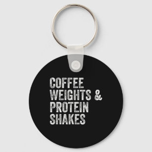 Coffee Weights Protein Shakes Gym Weightlifter Bod Key Ring