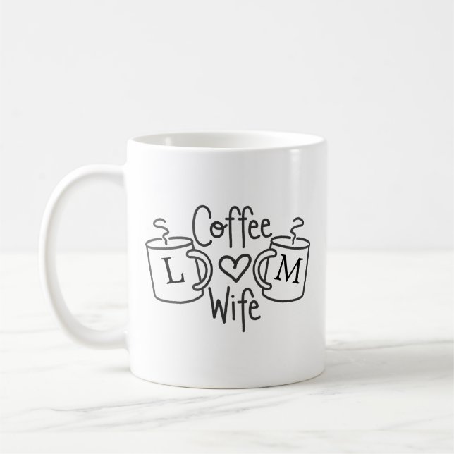 Coffee Wife Love Monogram Mug (Left)