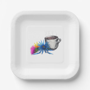 Coffee & Wildflowers Paper Plate