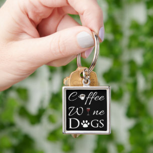 Coffee Wine Dogs Metal Keychain