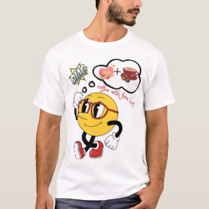 ☕ Coffee With Free Hug 🤗   Cute Thinking Emoji  T-Shirt