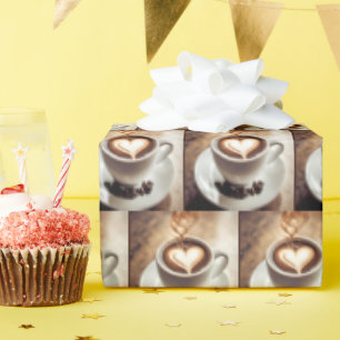Coffee With Heart and Beans Wrapping Paper