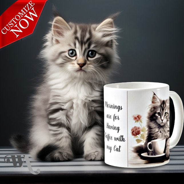 Coffee with my Cat  Mug (Easy to Customize with your text)