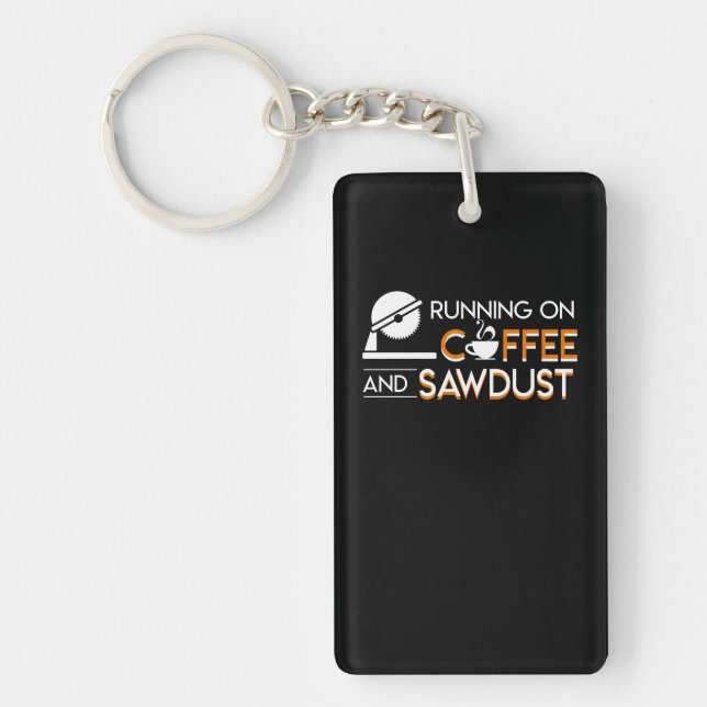 Coffee Woodworking Running Coffee Sawdust Key Ring (Front)