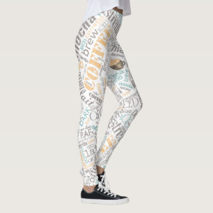 Coffee Word Cloud Teal ID283 Leggings