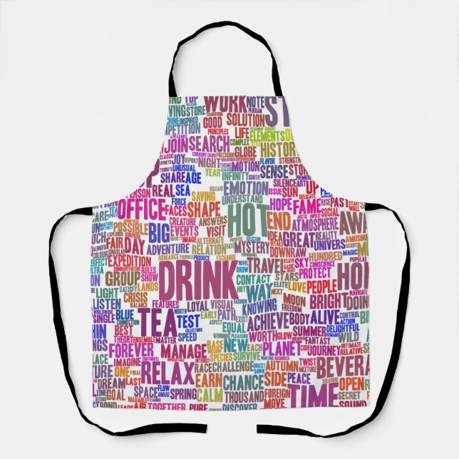 Coffee Word Cloud Text Pattern Tea Cup Apron (Front)
