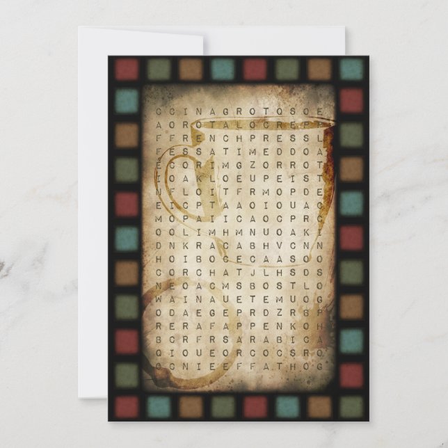 coffee word search invitation (Front)
