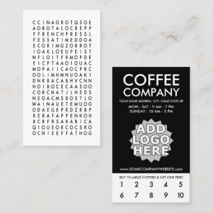 coffee word search loyalty punch card