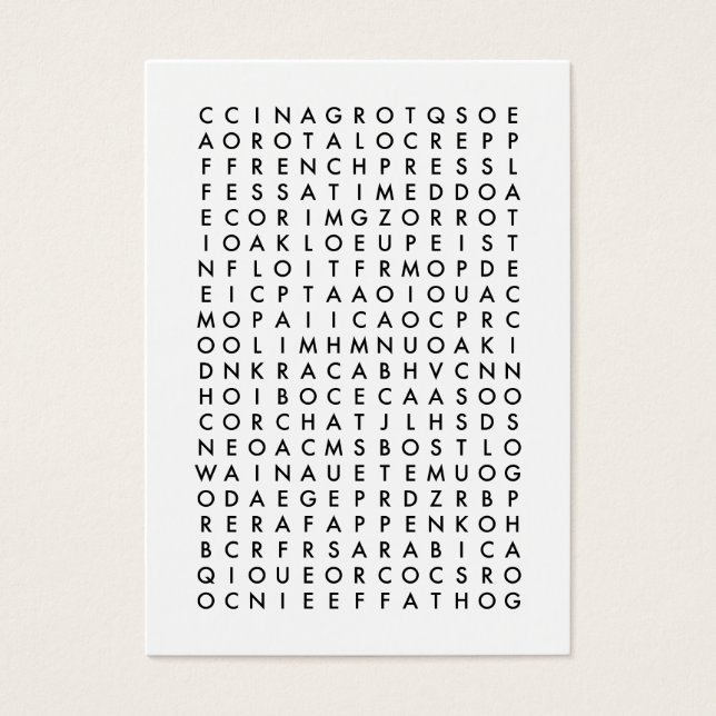 coffee word search puzzle (Front)