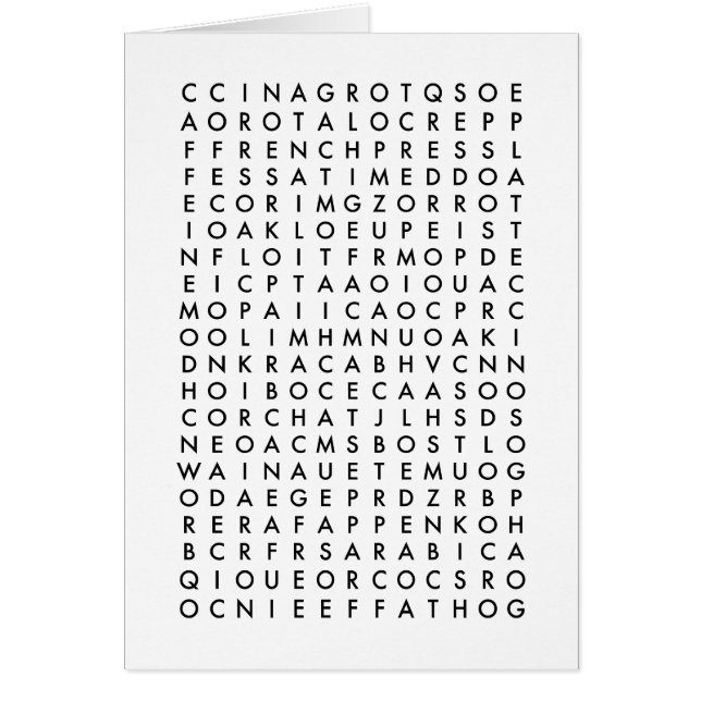 coffee word search puzzle (Front)