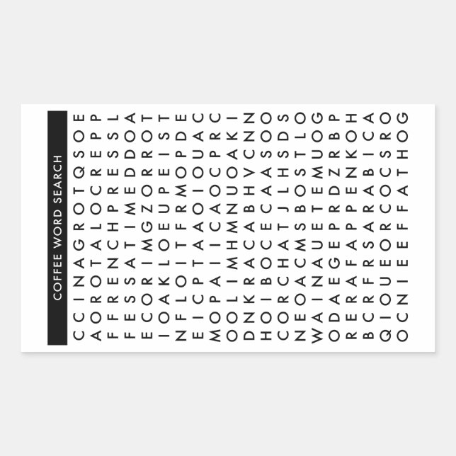 coffee word search puzzle rectangular sticker (Front)