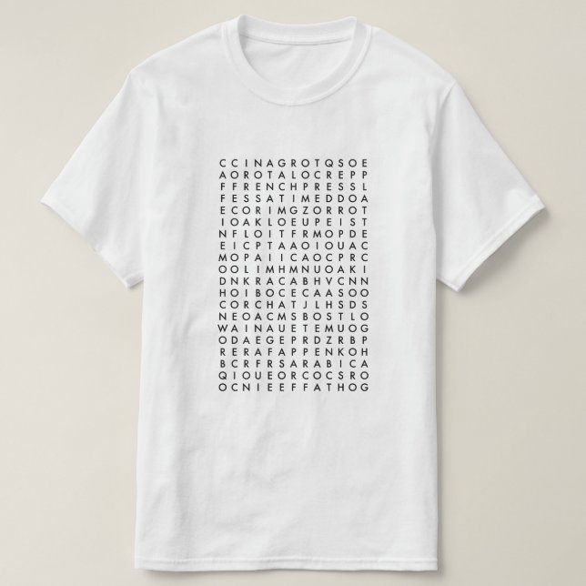 coffee word search puzzle T-Shirt (Design Front)