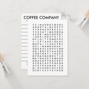coffee word search rewards card