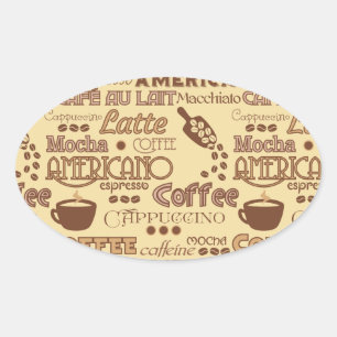 Coffee Words Oval Sticker