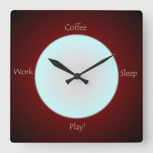 Coffee Work Sleep Play Text >Kitchen Clock
