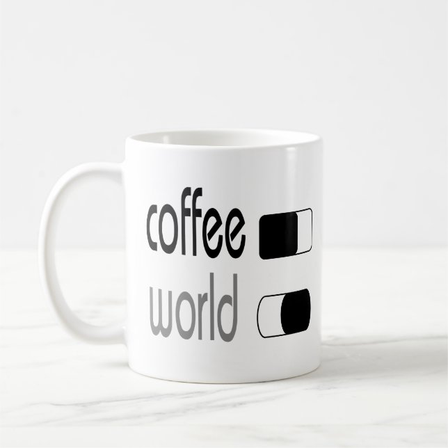 Coffee World With Funny On Off Switch Button Mug (Left)