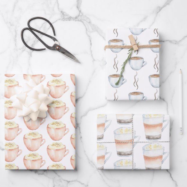 Coffee Wrapping Paper Flat Sheet Set of 3 (Front)