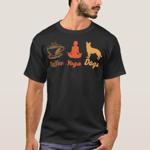 Coffee, Yoga, Dogs Design Art T-Shirt