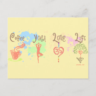 Coffee Yoga Love Life Paint Splatter Postcard