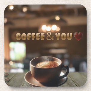 Coffee & You – Cozy Café Aesthetic Hard Plastic Coaster