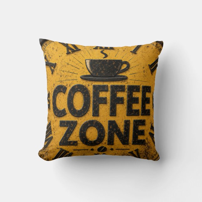 Coffee Zone Rustic Bar Farmhouse Kitchen Decor Cushion (Front)
