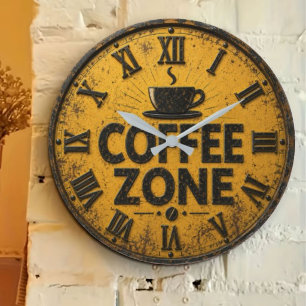 Coffee Zone Rustic Bar Farmhouse Kitchen Decor Large Clock