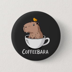 Coffeebara Cute Capybara Coffee Cup Funny Pun 6 Cm Round Badge