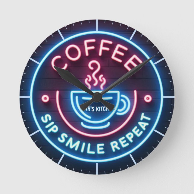☕Coffeecore Clock Coffee Meme Sip Smile Repeat (Front)
