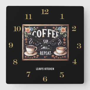 Coffeecore Clock Coffee Memes Barista Chalkboard